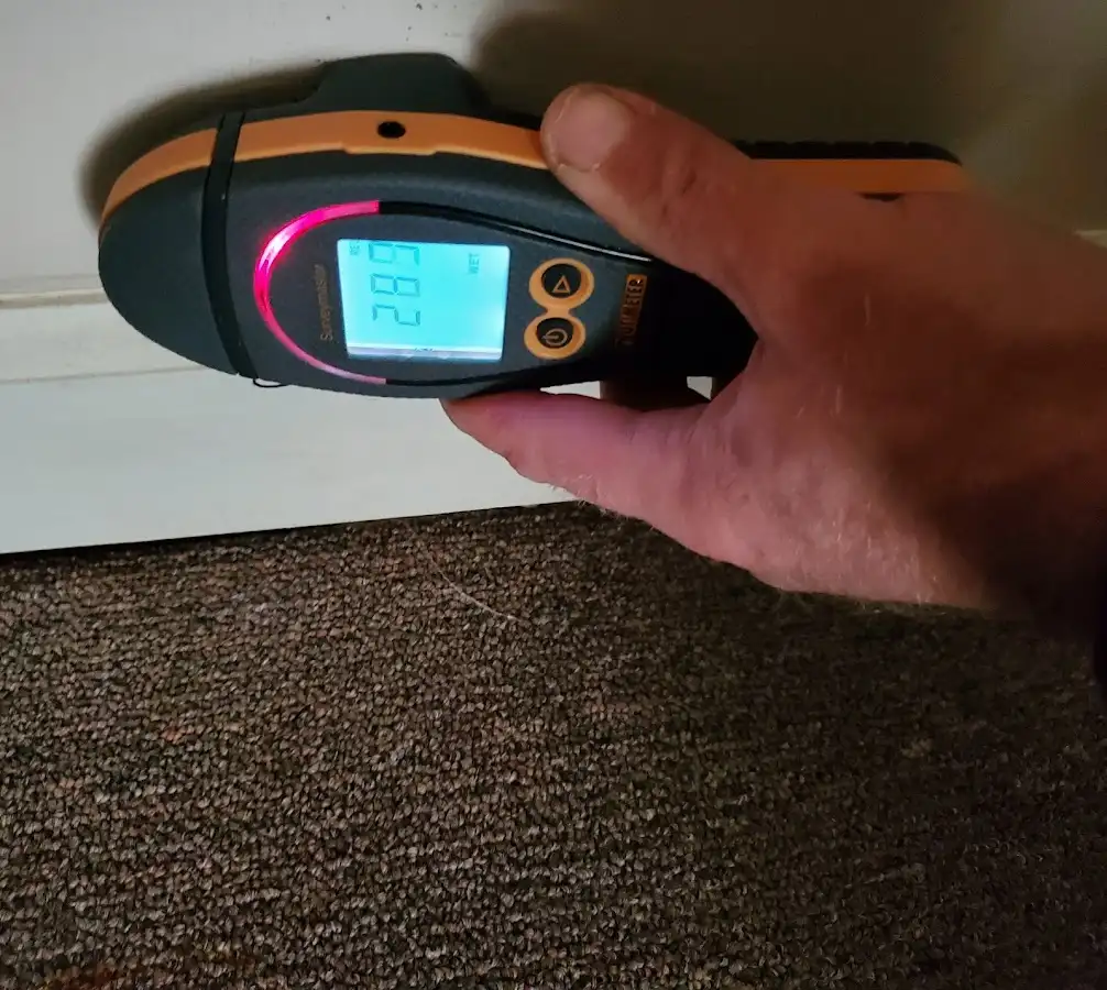 Moisture detection at baseboard during Burst Pipe Cleanup in Statesville